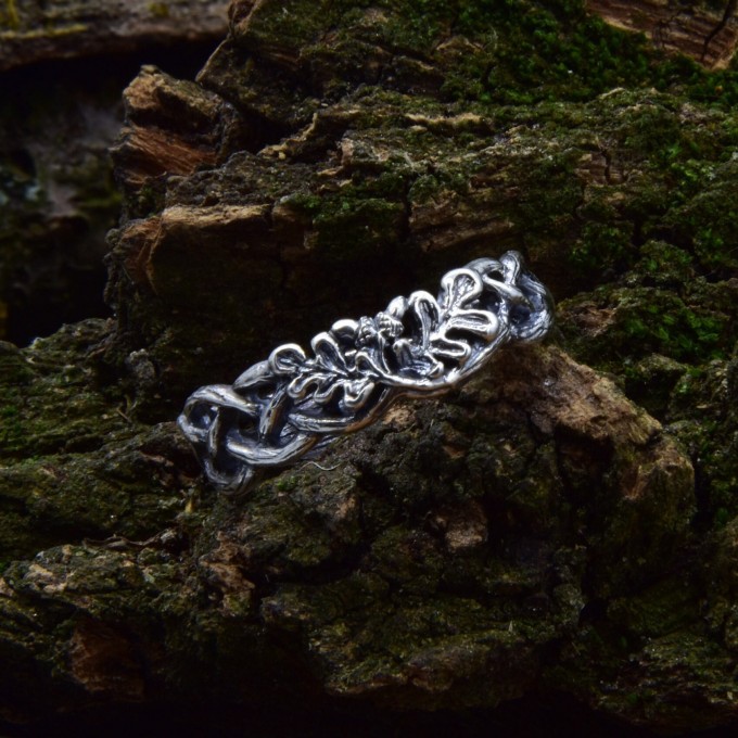 Gothic Silver Ring with Celtic Knot Motif