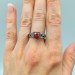Gothic Garnet Ring with Intricate Flame Motif