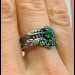 Gothic Emerald Ring with Intricate Leaf and Vine Design