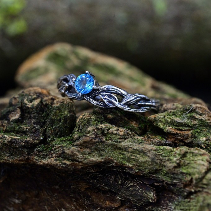 Azure Flame Silver Ring with Blue Topaz