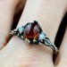 Silver Gothic Ring Featuring Intense Red Garnet