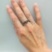 Gothic Silver Ring with Ruby-Studded Cross Design