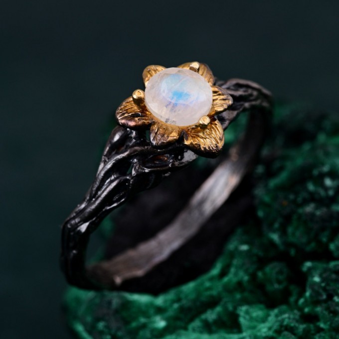 Enchanted Forest Ring - Blossom Twig and Woodland Whispers Design