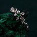 Emerald Blossom Silver Ring with Nature Motif