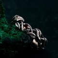 Garnet Twig Silver Ring with Dainty Branch and Petite Leaf Design