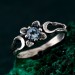 Gothic Silver Ring with Sapphire and Floral Design