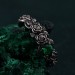 Emerald Blossom Silver Elegance – Dainty Floral Twig Accent Ring, Nature's Elegant Silver Bloom with Flower on Silver Twig