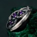 Amethyst Silver Twig Engagement Ring - Unique Dainty Leaf Design for Women