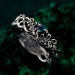 Oak Leaves Silver Dainty Topaz Engagement Ring