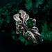 Emerald Silver Twig Ring – Forest-Inspired Leaf Design, Bohemian Green Gemstone Wedding Band, Unique Handcrafted Jewelry