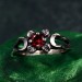 Lunar Trinity Garnet Ring – Triple Goddess Celestial Jewelry