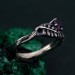 Amethyst Fern Branchlet Ring - Whispering Fern Ring with Graceful Twig and Woodland Design