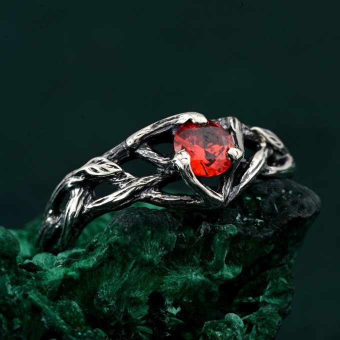 Celtic Garnet Silver Ring - Timeless Celtic Elegance