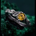 Unique Twig Leaf Norse Engagement Ring – Rustic Twig Design for Promise, Sterling Silver Fantasy Wedding Ring