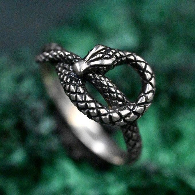 Unique Handcrafted Silver Serpent Gorgon Ring – Mystical Gothic Design, Powerful Symbolic Jewelry Gift