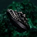 Unique Ring with Mushrooms - Unisex Gothic Wedding Band