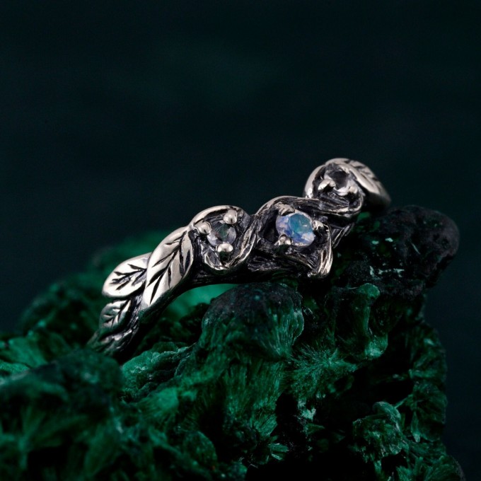 Celestial Petals: Gothic Moonstone Ring