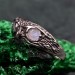 Gothic Silver Ring with Twin Moonstones and Nature Motif