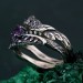 Mystical Amethyst Tree Ring - Enchanted Forest Handcrafted Leafy Silver Engagement Ring
