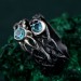 Mystical Elven Ring Set - Sun and Moon Design with Dark Silver Vine Bands
