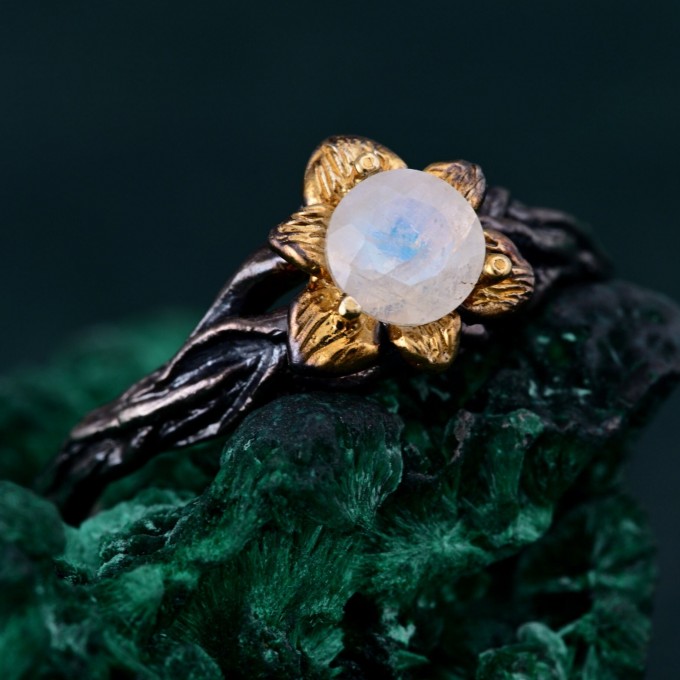 Enchanted Forest Ring - Blossom Twig and Woodland Whispers Design