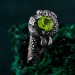 Exquisite Peridot Serpent Ring - Vintage Dragon Mystique in Fantasy Silver