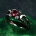 Lunar Trinity Garnet Ring – Triple Goddess Celestial Jewelry
