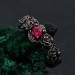 Ruby Blossom Silver Ring: Nature's Elegance with Floral Twig Accent