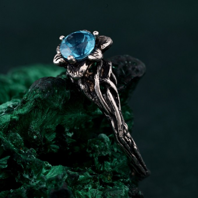 Whimsical Vine Ring – Topaz Blossom Twig Design, Enchanted Forest Topaz Ring, Unique Woodland Whispers Ring