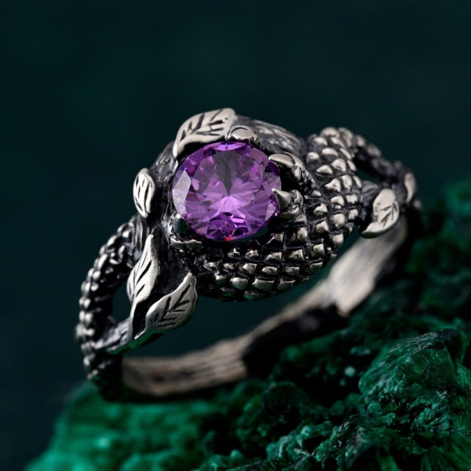 Heart of the Dragon: Gothic Amethyst Ring