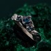Whispers of Dusk: Gothic Leaf Sapphire Ring
