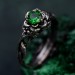 Emerald Lotus Ring – Sterling Silver Twisted Twig Design, Floral Promise Ring, Enchanted Forest Engagement Jewelry for Her