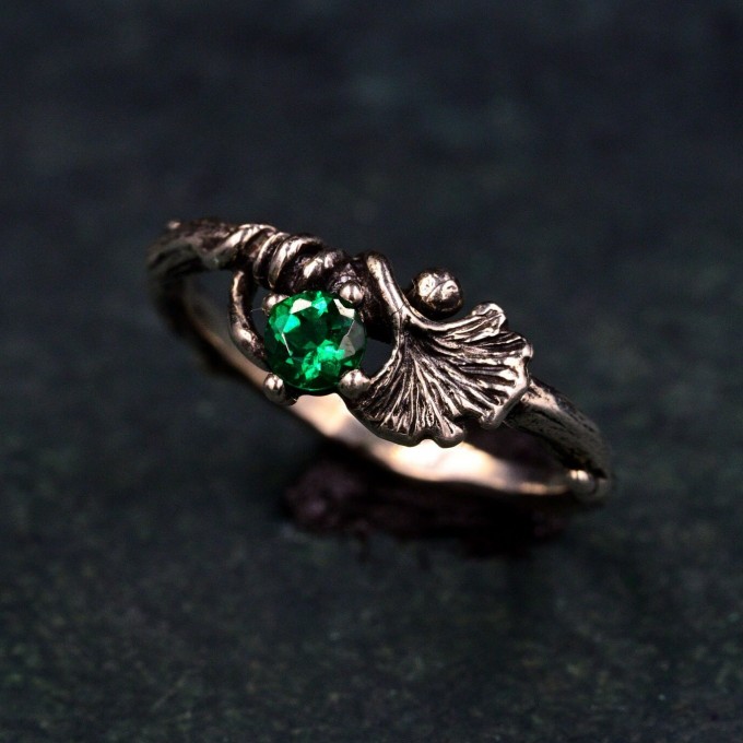 Unique Nature Ring Dainty Branch and Leaf with Forest Theme, Unusual Silver Engagement Leaf Ring, Woman Elvish Nature Bridal Ring