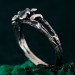 Gothic Silver Ring with Sapphire and Floral Design