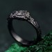 Vintage Triquetra Forest Ring – Nature-Inspired Silver Wedding Ring, Mystical Elven Jewelry with Celtic Knotwork Accent