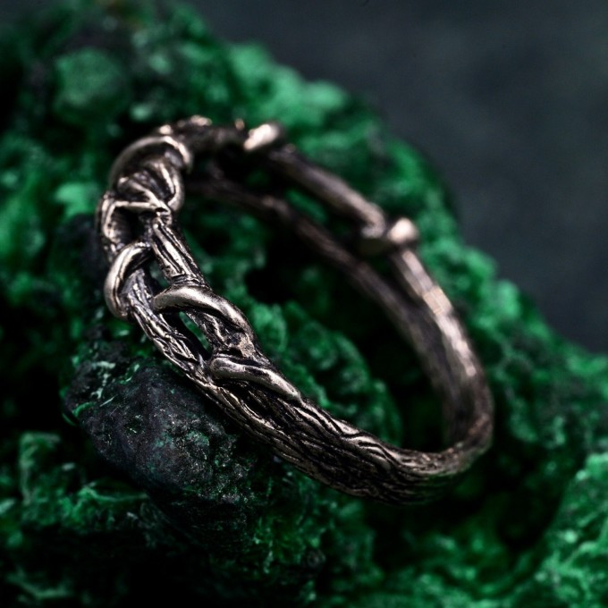 Elegant Silver Leaf Ring – Unique Botanical Wedding Band, Handcrafted Nature Jewelry