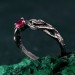 Delicate Twig Engagement Ring with Ruby – Leafy Branch Twisted Wedding Band