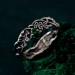 Emerald Oak Leaf Silver Ring