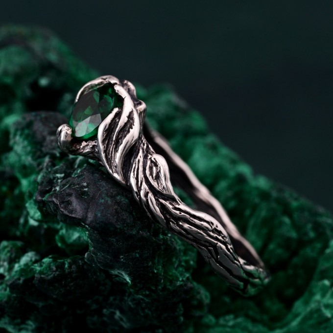 Mystical Darkness Silver Ring - Gothic Elegance Engagement Ring