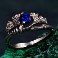 Boho Ginkgo Leaf Ring, Silver Botanical Jewelry for Nature Lovers