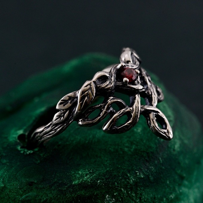 Enchanted Forest Ring - Braided Silver Band for Fantasy Engagement