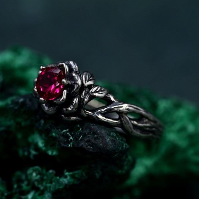 Flame of the Lotus: Gothic Ruby Ring