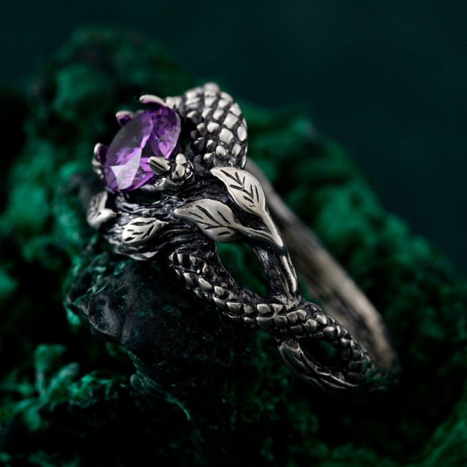 Heart of the Dragon: Gothic Amethyst Ring