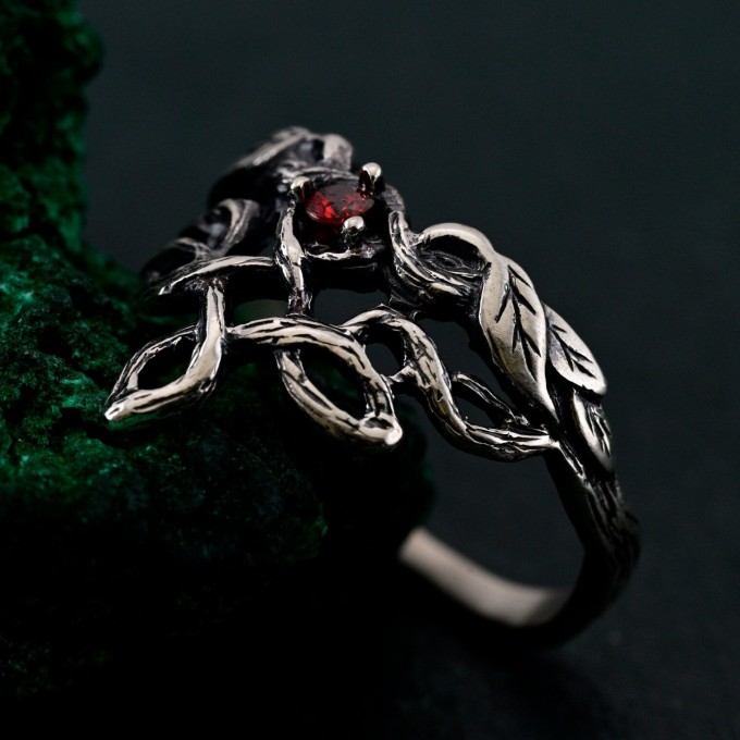 Enchanted Forest Ring - Braided Silver Band for Fantasy Engagement