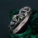 Charming Peridot Silver Twig Ring - Unique Nature-Inspired Wedding Band