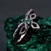 Whimsical Emerald Branch Tiara Ring – Rustic Cottagecore Bridal Jewelry, Artisan Silver Knot Wedding Band for Enchanted Forest Engagement