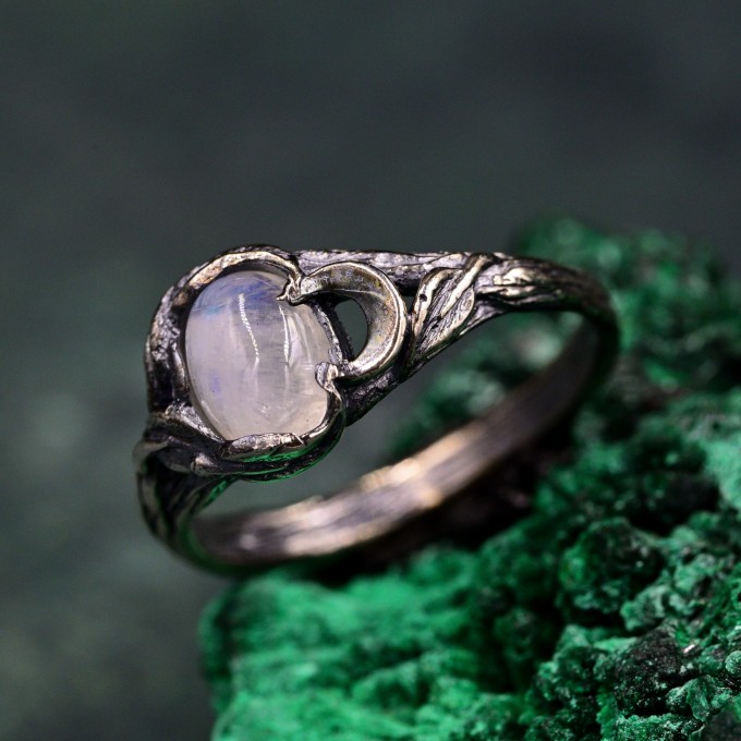 Moon Phase Silver Ring & Nature Inspired Twig Engagement Ring
