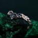 Whispers of Dusk: Gothic Leaf Sapphire Ring