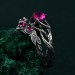 Enchanted Forest Silver Ring Set - Whimsical Leaf Design Wedding Stack