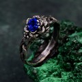 Petals of Dusk: Gothic Sapphire Ring